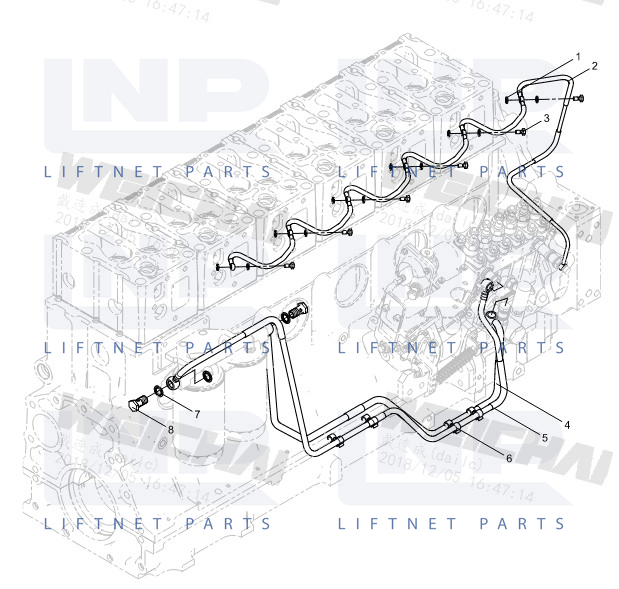 Low pressure fuel pipe group