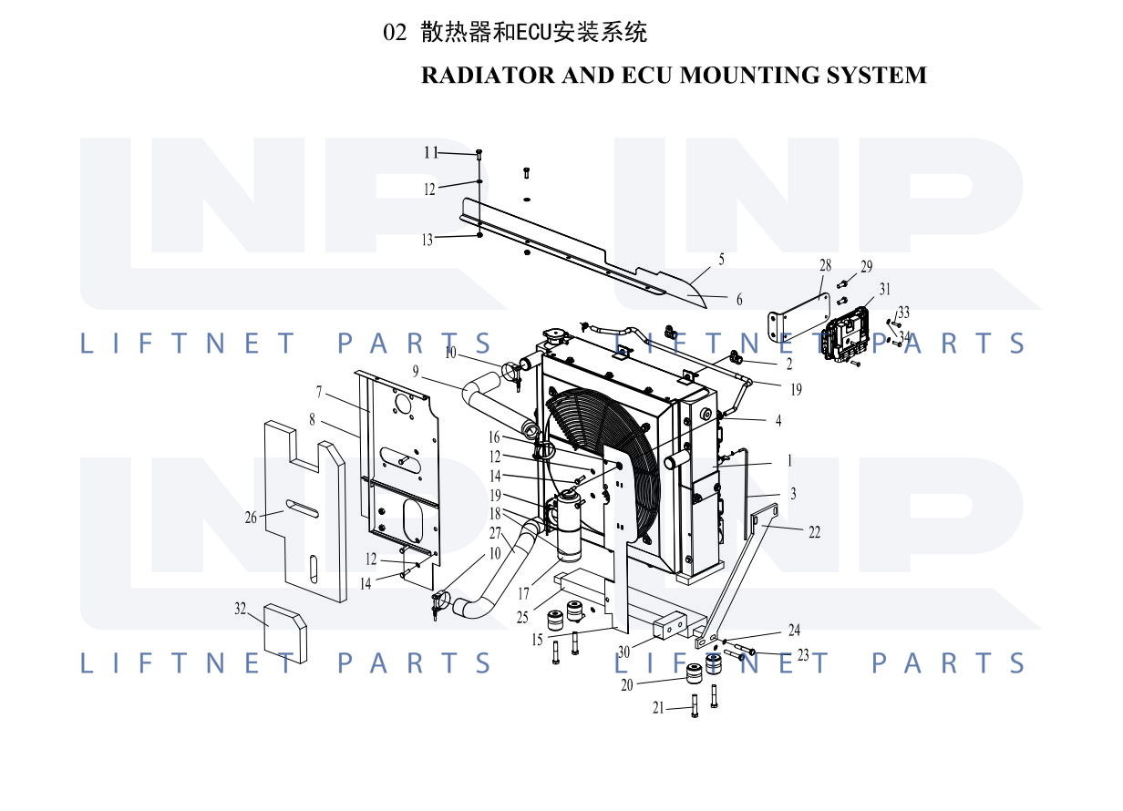 RADIATOR AND ECU MOUNTING SYSTEM