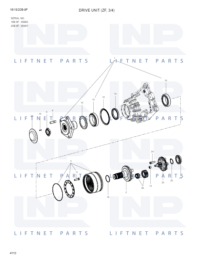 Узел привода 3/4 ZF